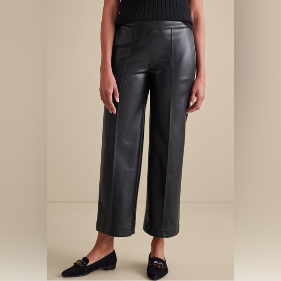Soft Surroundings NWT Rivka Black Faux Leather Pants Large - Picture 4 of 13
